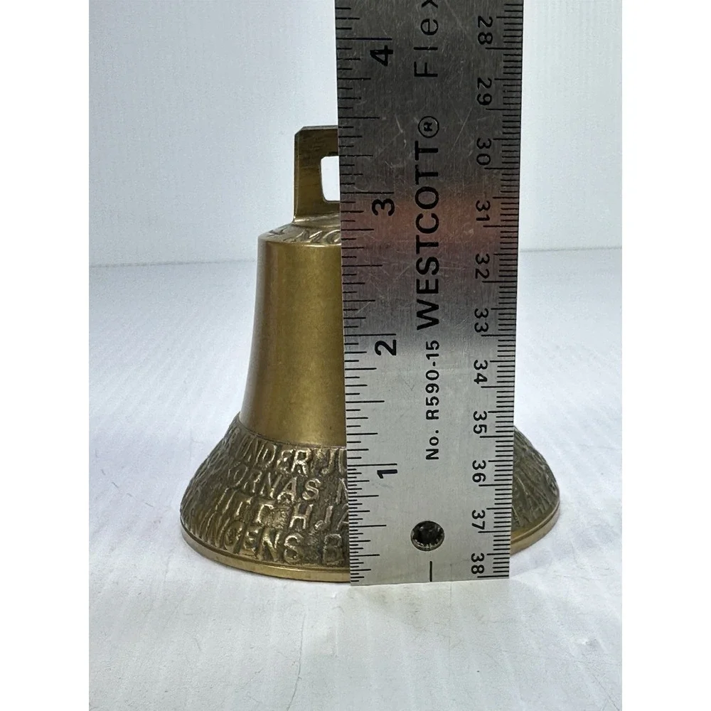 ANTIQUE VINTAGE SWEDISH BRASS BELL FRIDFULL JUL CHRISTMAS BELL 1950s